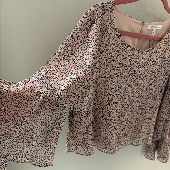 BCBGeneration Women's Pink and Black Patterned Blouse - Picture 3 of 6